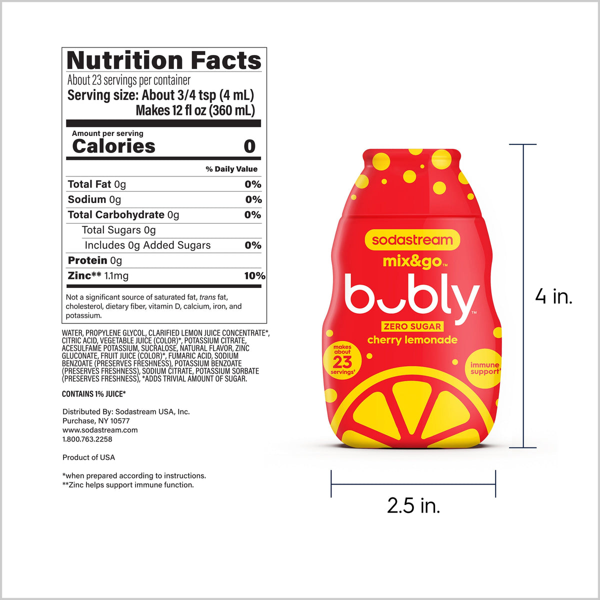 Sodastream mix&go™ bubly™ Cherry Lemonade Liquid Water Enhancer 3 Pack 3 x 92ml