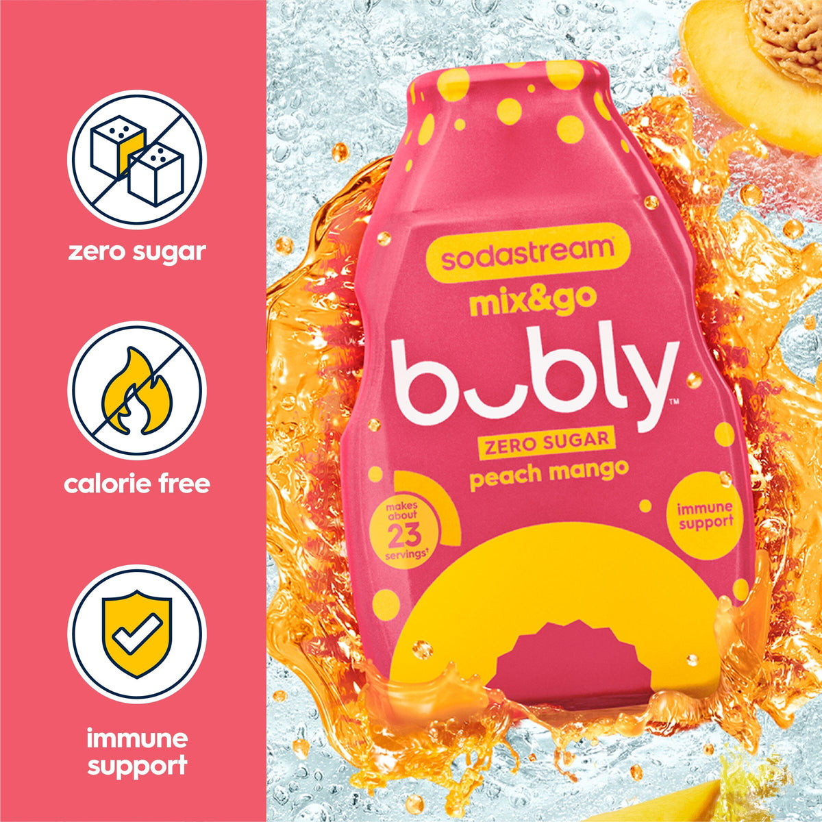 Sodastream mix&go™ bubly™ Peach Mango Liquid Water Enhancer 3 Pack 3 x 92ml