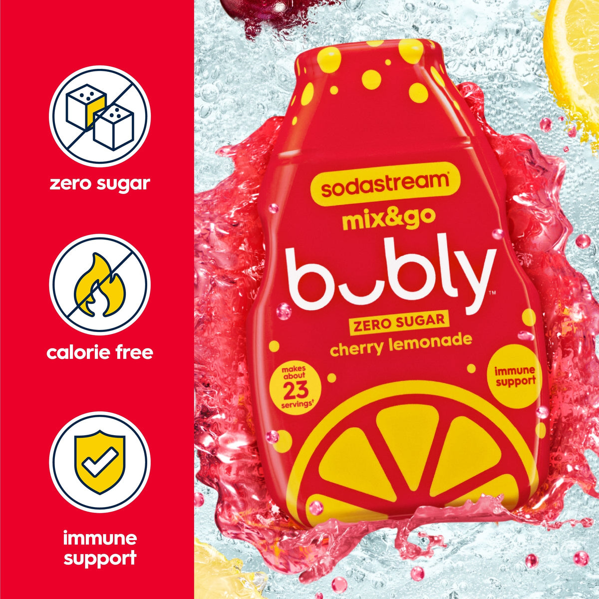 Sodastream mix&go™ bubly™ Cherry Lemonade Liquid Water Enhancer 3 Pack 3 x 92ml