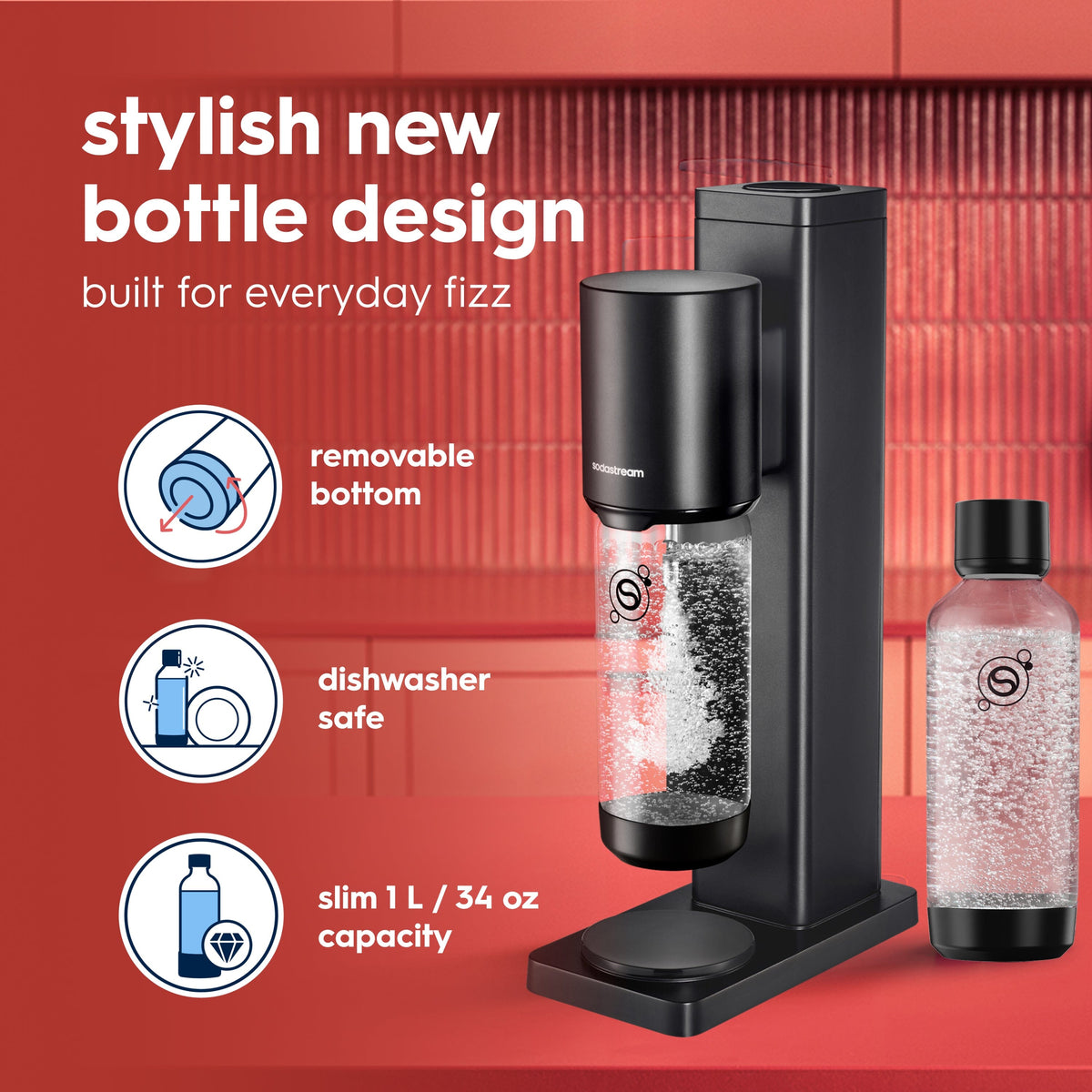 Sodastream Fresh™ Sparkling Water Bottle Twin Pack Black 1L