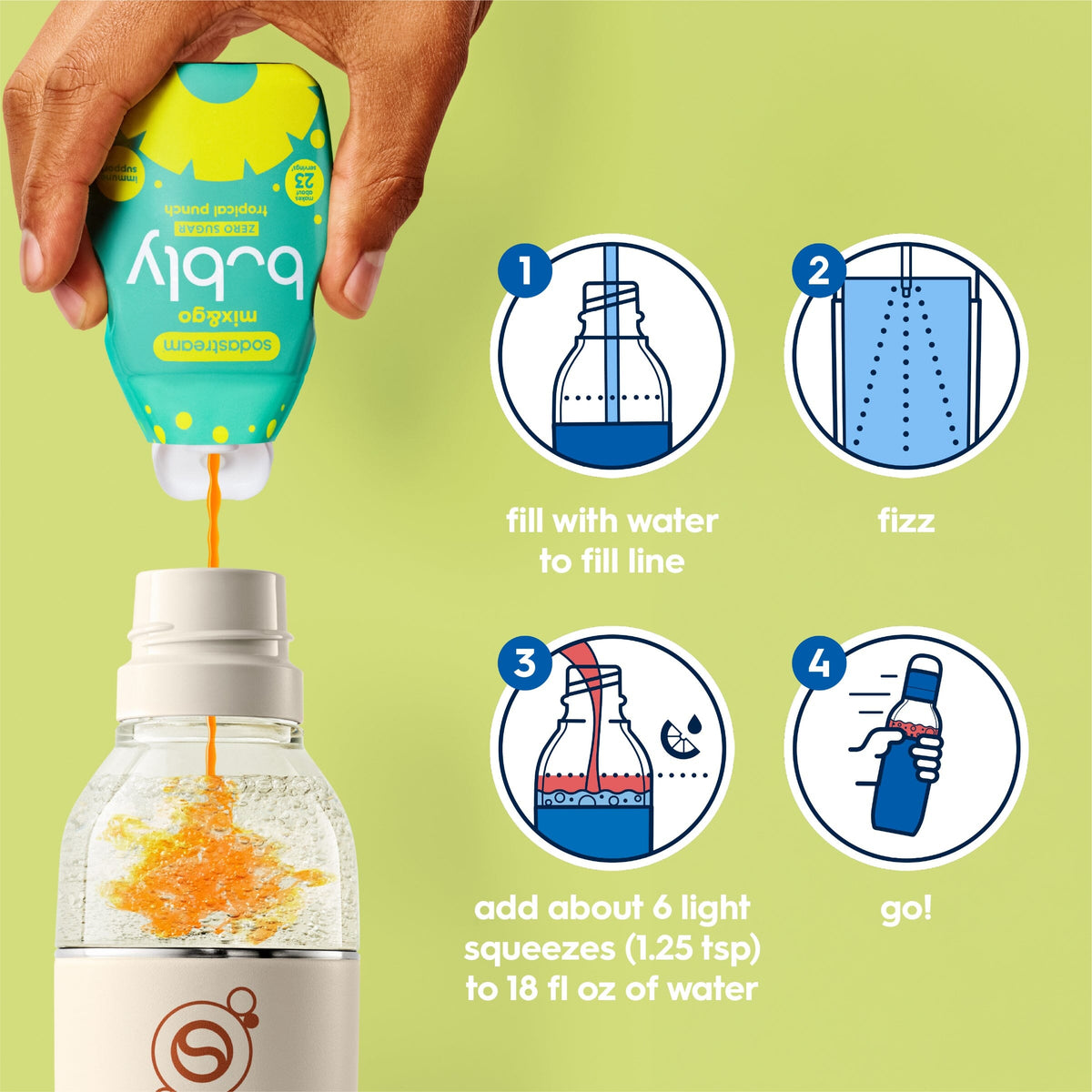 Sodastream mix&go™ bubly™ Tropical Punch Liquid Water Enhancer 3 Pack 3 x 92ml - Reward