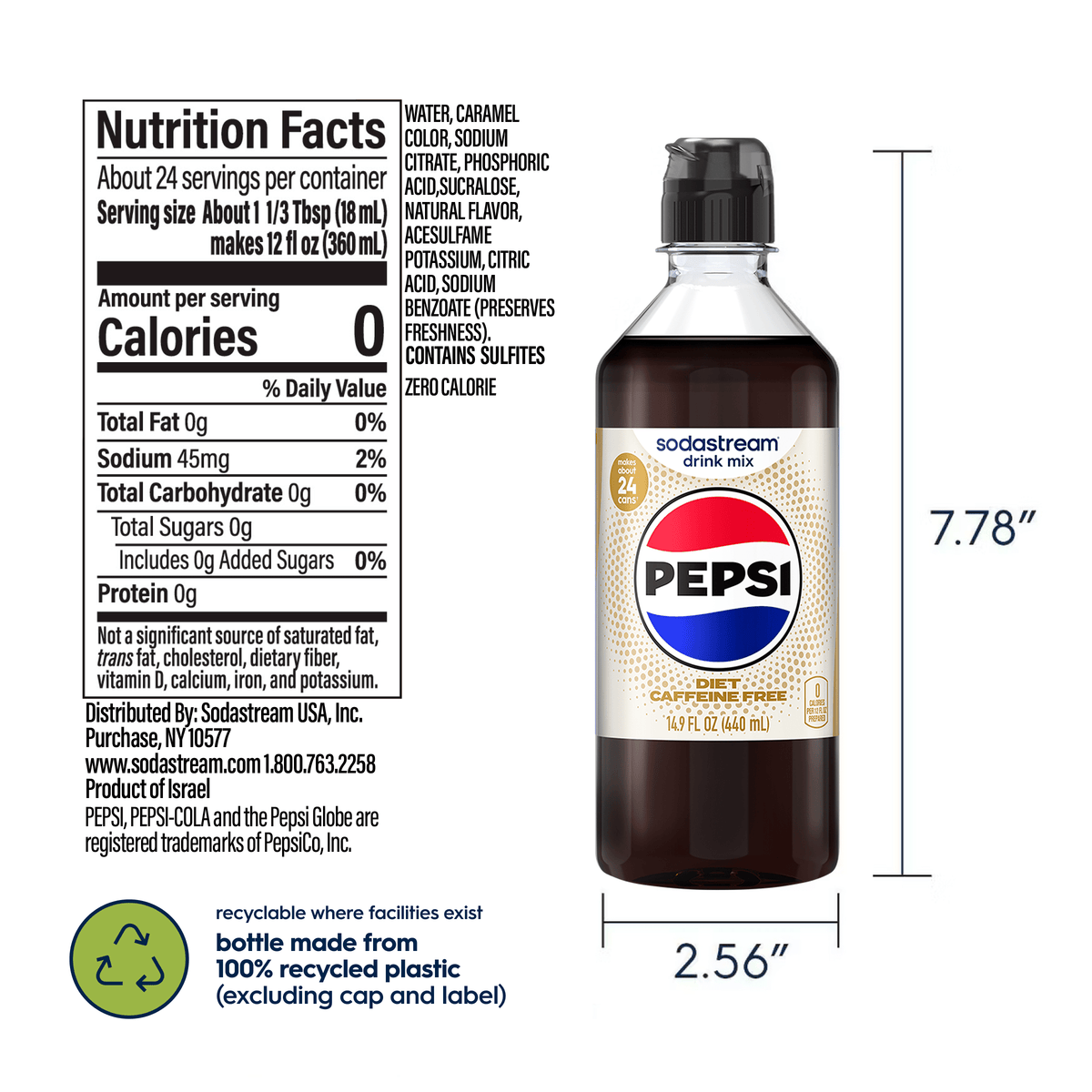 Sodastream Diet Pepsi® Caffeine Free 4 Pack Drink Mix 4 x 440ml