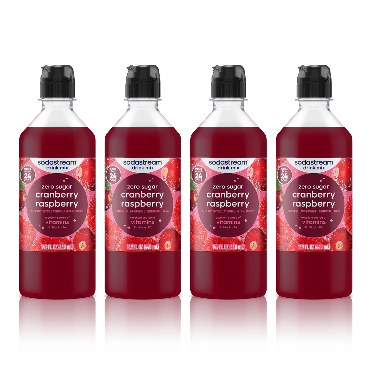Sodastream Classics® Cranberry & Raspberry Zero Sugar Drink Mix 4 Pack 440ml