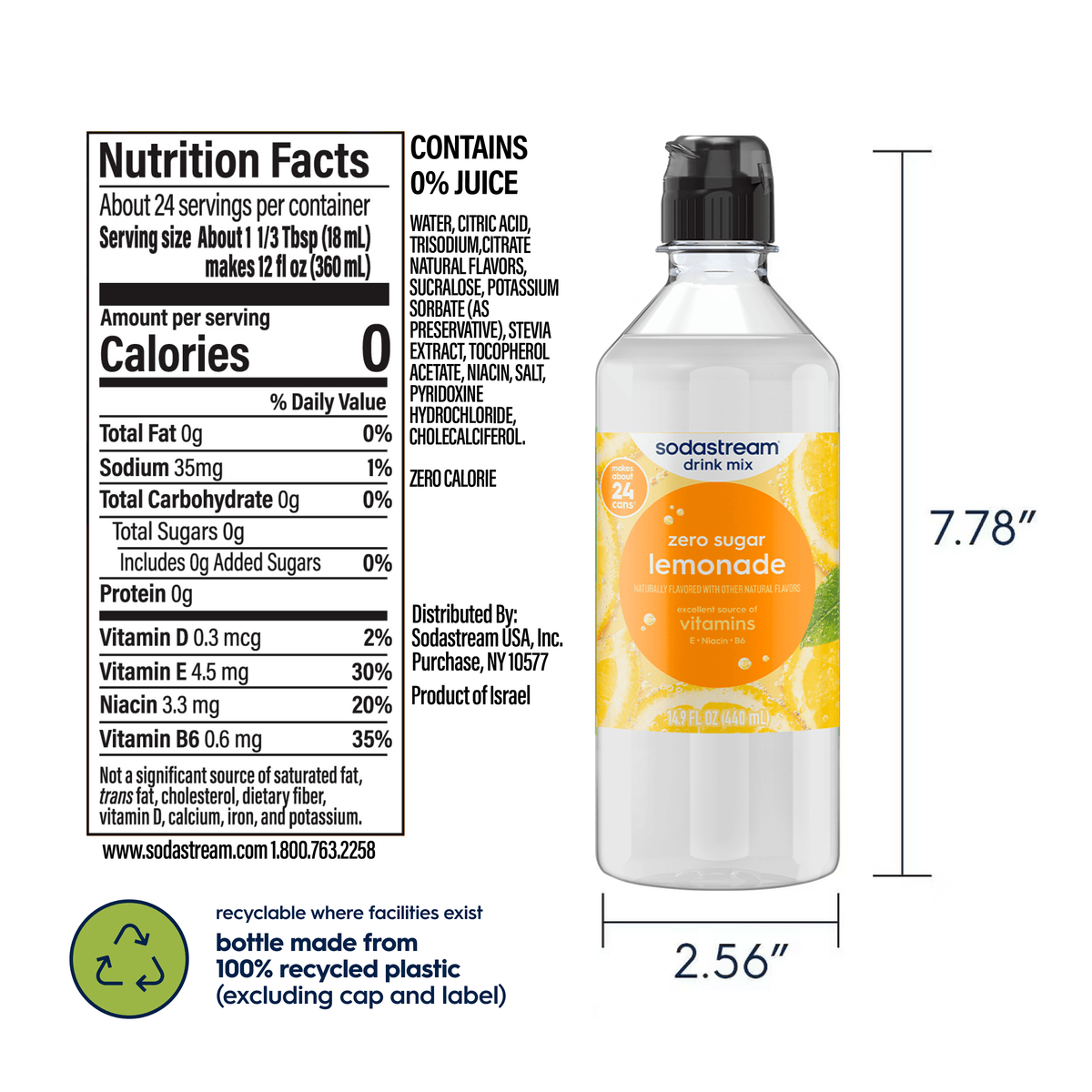 Sodastream Classics® Lemonade Zero Sugar Drink Mix 440ml