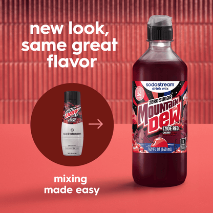 Sodastream MTN DEW Code Red Cherry Zero Sugar Drink Mix 4 Pack 440ml