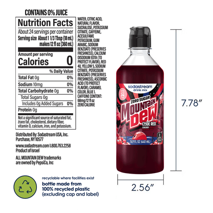 Sodastream MTN DEW Code Red Cherry Zero Sugar Drink Mix 4 Pack 440ml