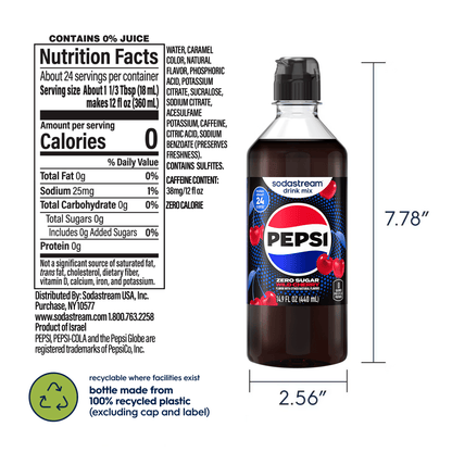 Sodastream Pepsi Wild Cherry Zero Sugar Drink Mix 440ml