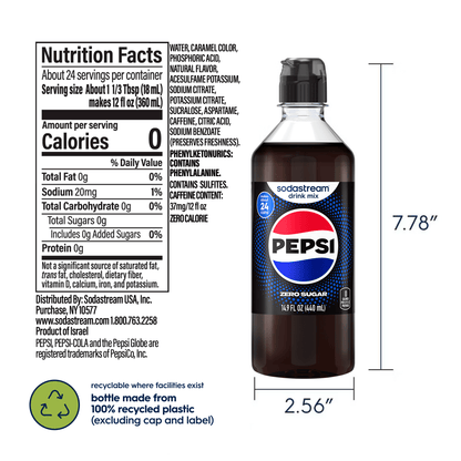 Sodastream Pepsi Zero Sugar Drink Mix 4 Pack 440ml