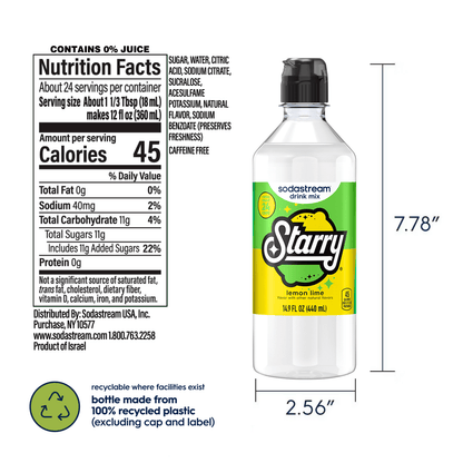 Sodastream STARRY® Lemon Lime Drink Mix 4 Pack 440ml