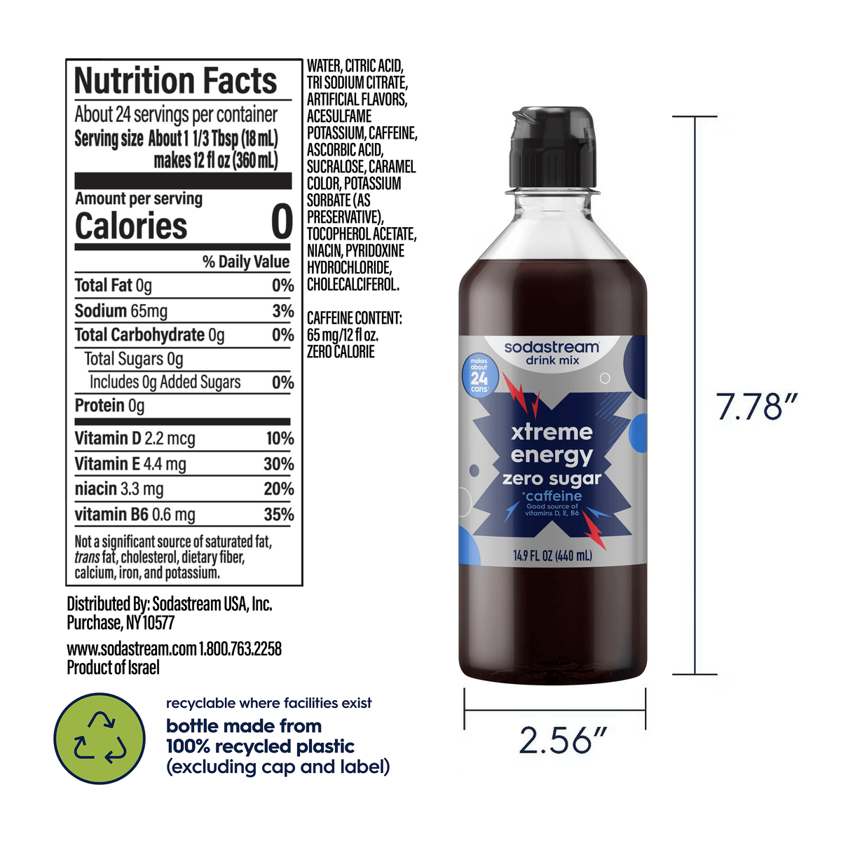 Sodastream Classics® Xtreme Energy Zero Sugar Drink Mix 4 Pack 440ml