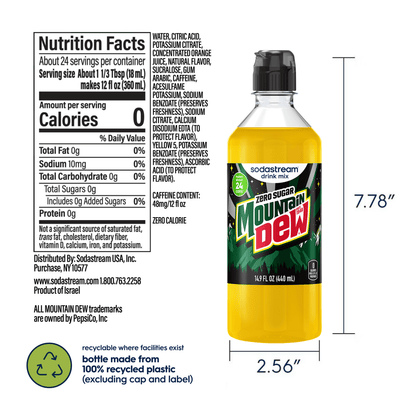 Sodastream MTN DEW Zero Sugar Drink Mix 4 Pack 440ml - Reward