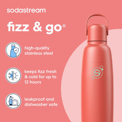 Sodastream Fizz & Go™ Insulated Stainless Steel Carbonating Bottle Papaya 30.4 oz